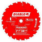 Circular Saw Blade, 7-1/4 in Dia, 5/8 in Arbor, 24-Teeth, Carbide Cutting Edge