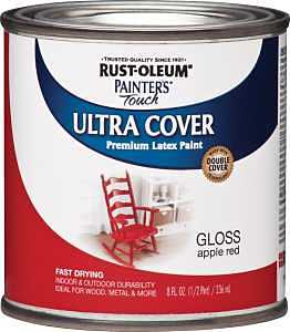 Enamel Paint, Water, Gloss, Apple Red, 0.5 pt, Can, 120 sq-ft Coverage Area