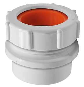 Trap Pipe Adapter, 1-1/2 x 1-1/4 in, 1-1/2 in, Spigot x Slip, PVC, White