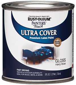 Enamel Paint, Water, Gloss, Navy Blue, 0.5 pt, Can, 120 sq-ft Coverage Area