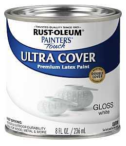 Enamel Paint, Water, Gloss, White, 0.5 pt, Can, 120 sq-ft Coverage Area