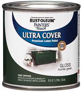 Enamel Paint, Water, Gloss, Hunter Green, 0.5 pt, Can, 120 sq-ft Coverage Area