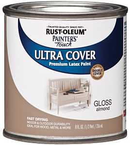 Enamel Paint, Water, Gloss, Almond, 0.5 pt, Can, 120 sq-ft Coverage Area