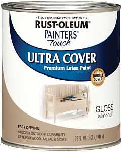 Enamel Paint, Water, Gloss, Almond, 1 qt, Can, 120 sq-ft Coverage Area