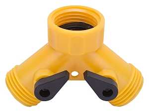 Y-Connector, Female and Male, Plastic, Yellow, For: Garden Hose and Faucet