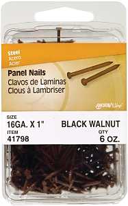 Panel Nail, 1 in L, Steel, Panel Head, Ring Shank, Walnut, 6 oz