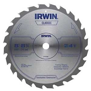 Circular Saw Blade, 8-1/4 in Dia, 5/8 in Arbor, 24-Teeth, Carbide Cutting Edge, Applicable Materials: Wood